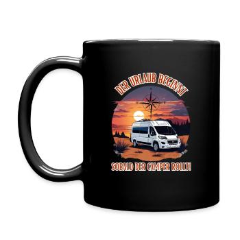 Camper-Der Urlaub beginnt sobald der Camper rollt! - Tasse einfarbig - Schwarz - Links