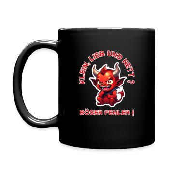 Klein, Lieb & Nett ? Böser Fehler ! kleiner Teufel - Tasse einfarbig - Schwarz - Links