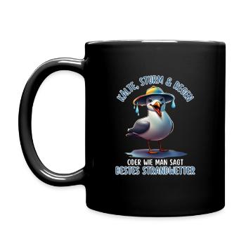 Cold, Storm & Rain-Best Beach Weather Seagull - Full Colour Mug - black - Left