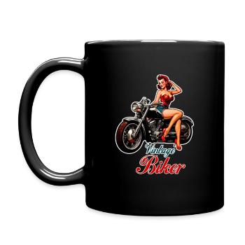 Vintage Biker Rétro Moto Pin Up Girl - Mug uni - noir - Gauche