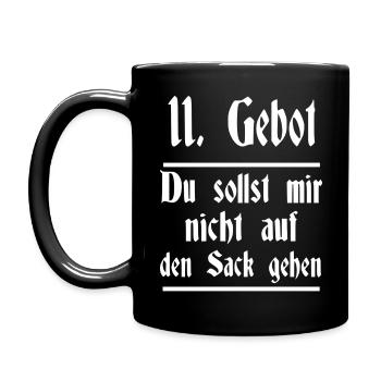 11 Gebot Du Sollst Mir Nicht Auf Den Sack Gehen - Tasse einfarbig - Schwarz - Links