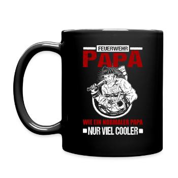 Feuerwehr Papa Wie Ein Normaler Papa Nur Cooler - Tasse einfarbig - Schwarz - Links