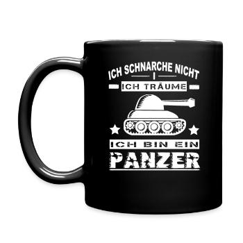 Ich Schnarche Nicht Ich Träume Ich Bin Ein Panzer - Tasse einfarbig - Schwarz - Links