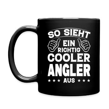 So Sieht Ein Richtig Cooler Angler Aus Angeln Papa - Tasse einfarbig - Schwarz - Links