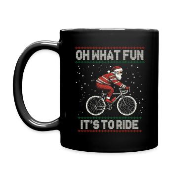FUNNY SANTA CLAUS BICYCLE CHRISTMAS GIFT - Full Colour Mug - black - Left