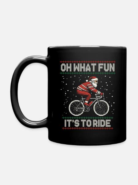 LUSTIGER WEIHNACHTSMANN FAHRRAD WEIHNACHTSGESCHENK - Tasse einfarbig - Schwarz