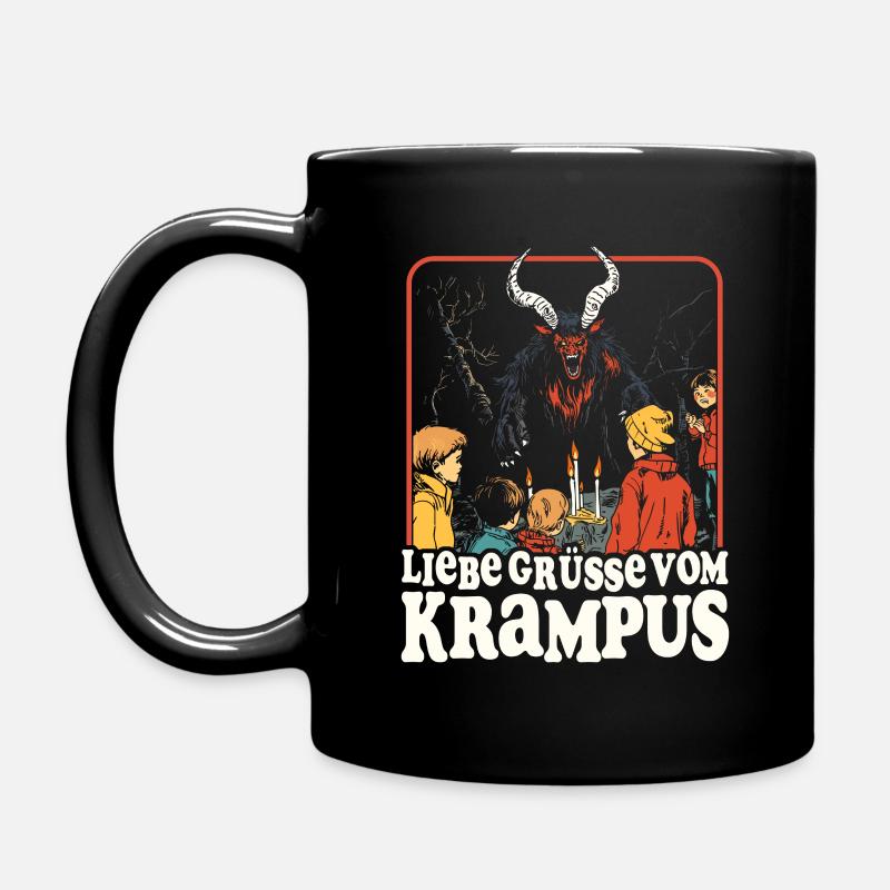 LIEBE GRÜSSE VOM KRAMPUS PERCHTEN RETRO KRAMPERL - Tasse einfarbig - Schwarz