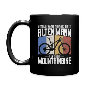 UNTERSCHÄTZE NIEMALS ALTEN MANN MOUNTAINBIKE MTB - Tasse einfarbig - Schwarz - Links