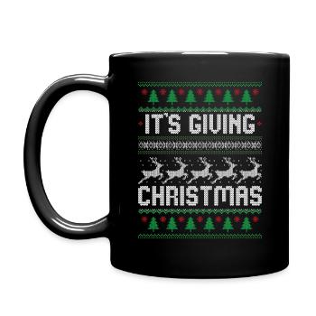 Es ist das Schenken von Weihnachten - Tasse einfarbig - Schwarz - Links
