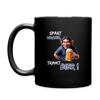Spart Wasser, trinkt Bier!-Lustige Party Kobold - Tasse einfarbig - Schwarz - Links