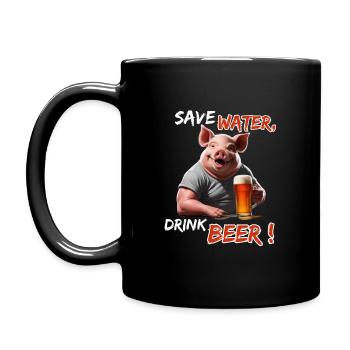 Économisez de l’eau, buvez de la bière - Funny Party Pig - Mug uni - noir - Gauche