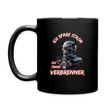 I save electricity I drive combustion engines - Full Colour Mug - black - Left