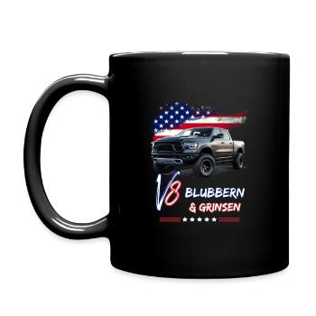 US Pick Up V8 Auto -Blubbern und Grinsen-Pick Up - Tasse einfarbig - Schwarz - Links