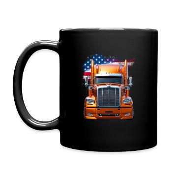 US LKW-Mit Amerika Flagge - Fahrer/Trucker - Tasse einfarbig - Schwarz - Links