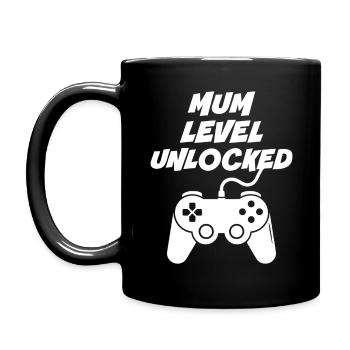 Mutter-Level freigeschaltet - Tasse einfarbig - Schwarz - Links