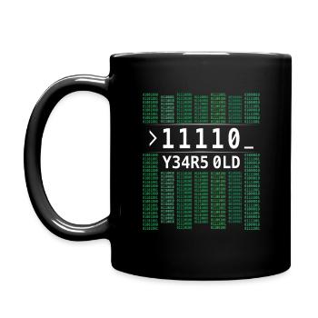11110 YEARS OLD COMPUTER BINARY CODE 30TH BIRTHDAY - Full Colour Mug - black - Left