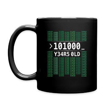 101000 YEARS OLD COMPUTER BINARY CODE 40TH BIRTHDAY - Full Colour Mug - black - Left