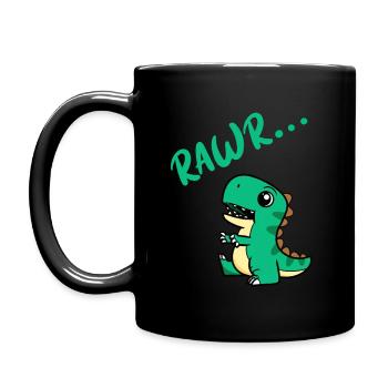 Doux dinosaure avec « RAWR... » Ballon - Mug uni - noir - Gauche