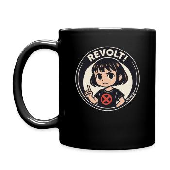 Wütendes Mädchen mit Protestshirt Revolte Look - Tasse einfarbig - Schwarz - Links