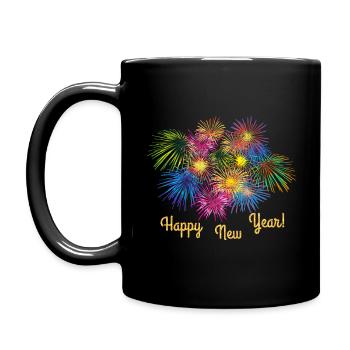 Silvester Outfit Feuerwerk bunt Raketen neues Jahr - Tasse einfarbig - Schwarz - Links