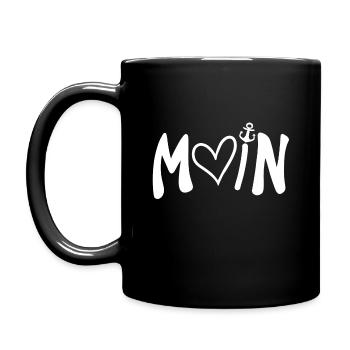 Moin weiß Herz Anker - Tasse einfarbig - Schwarz - Links