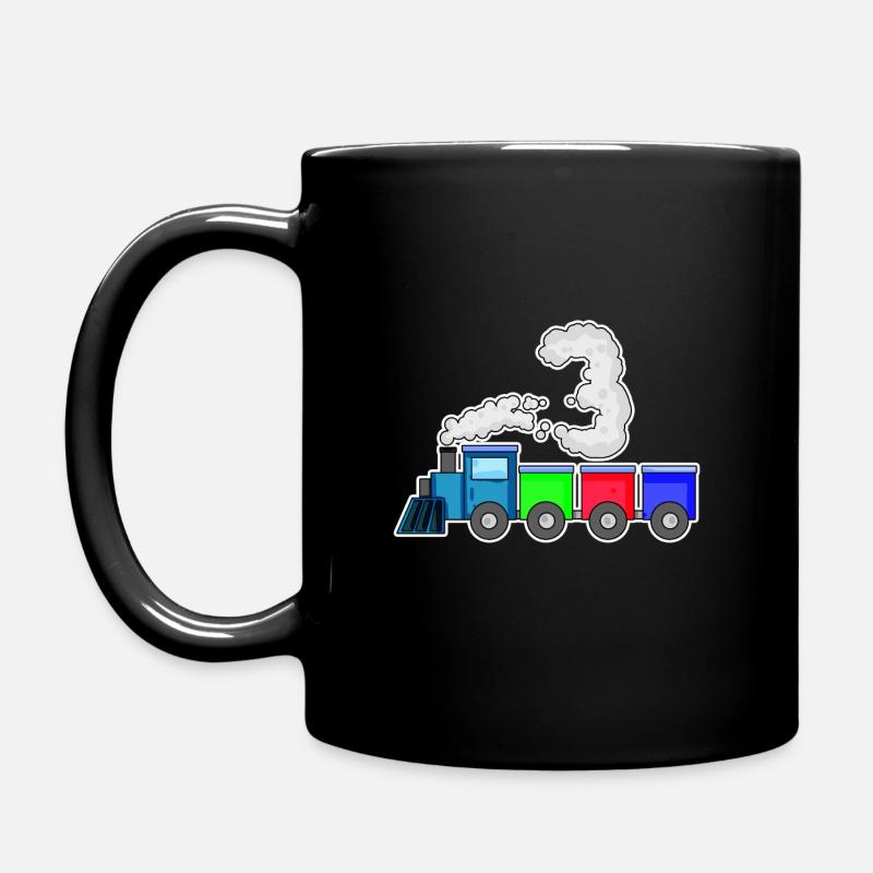 Eisenbahn 3 Geburtstag Zug Geschenk - Tasse einfarbig - Schwarz