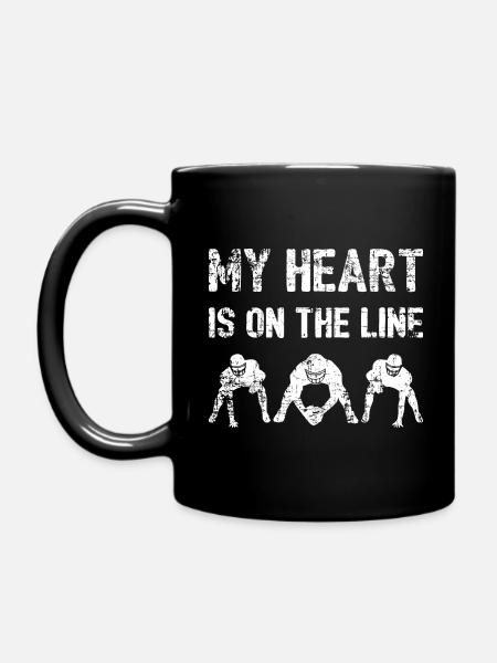 My Heart Is On The Line - Football Lineman I - Full Colour Mug - black