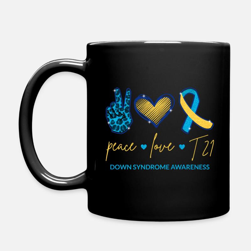 Peace Love T21 - Down-Syndrom Bewusstsein I - Tasse einfarbig - Schwarz