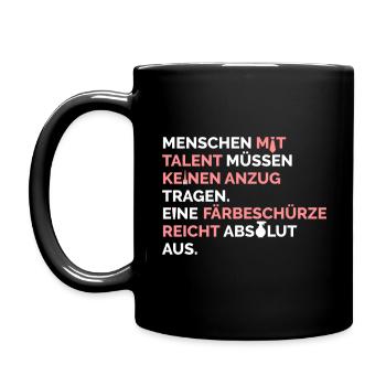 Friseur: Menschen mit Talent brauchen keinen Anzug - Tasse einfarbig - Schwarz - Links