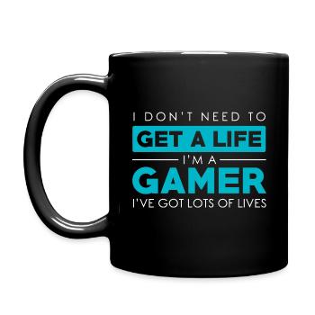 Gamer Lots of Lifes Gift - Full Colour Mug - black - Left