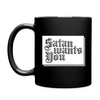 Satan will dich - Tasse einfarbig - Schwarz - Links