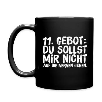11. Gebot Du sollst mir nicht auf die Nerven gehen - Tasse einfarbig - Schwarz - Links