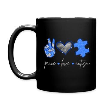 Peace Love Autisme II - Mug uni - noir - Gauche