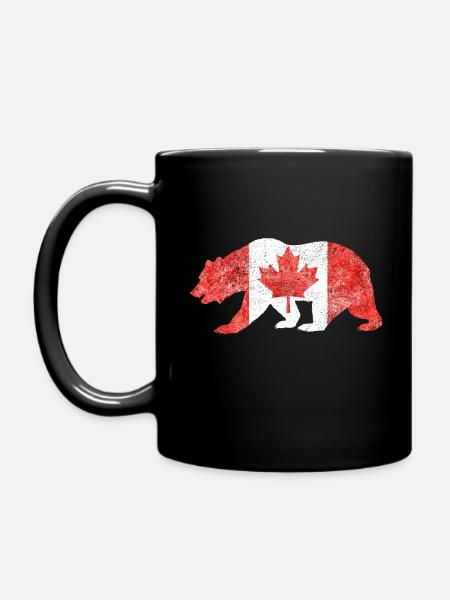 Souvenir du Canada - Drapeau du Canada dans les contours de l’ours - Mug uni - noir