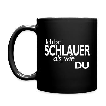 Lustiger Spruch Ich bin schlauer als wie du - Tasse einfarbig - Schwarz - Links
