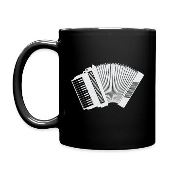 Accordéon - blanc, silhouette, contour - Mug uni - noir - Gauche