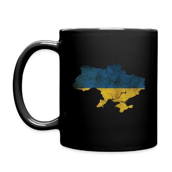 Ukraine - National border in national flag - Full Colour Mug - black - Left