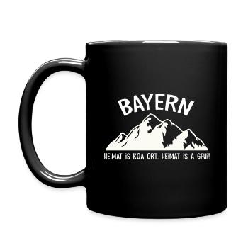 Bayern Heimat Berge Dialekt bayrisch - Tasse einfarbig - Schwarz - Links