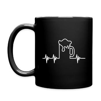 Beer heartbeat white - Full Colour Mug - black - Left