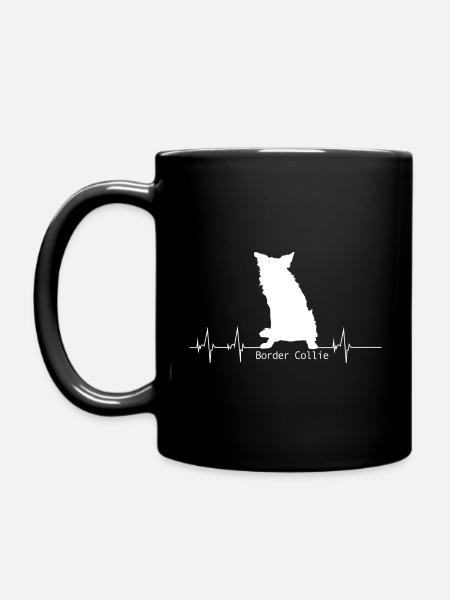 Cadeau de battement de coeur de Border Collie - Mug uni - noir