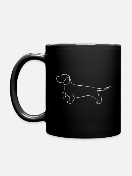 Teckel à poil dur dessinant avec des traits Fièvre du teckel - Mug uni - noir