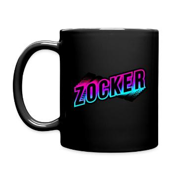 Zocker neon 3d Schriftzug für Gaming Fans - Tasse einfarbig - Schwarz - Links