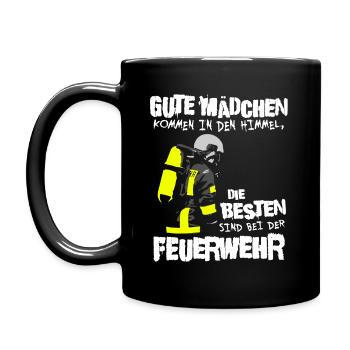 DIE BESTEN MÄDCHEN SIND BEI DER FEUERWEHR - Tasse einfarbig - Schwarz - Links