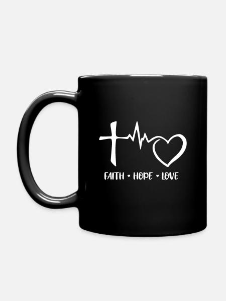 Faith Hope Love Heartbeat Faith Hope Love - Full Colour Mug - black