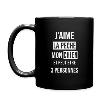 J'aime la pêche et mon chien - Mug uni - noir - Gauche