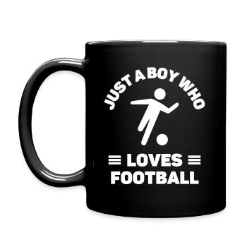 Nur ein Junge, der Fußball liebt. - Tasse einfarbig - Schwarz - Links