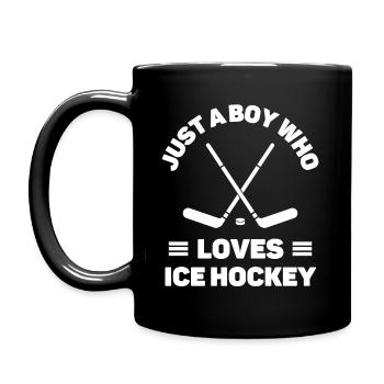 Nur ein Junge, der Eishockey liebt - Tasse einfarbig - Schwarz - Links