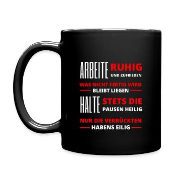 Arbeit kann warten Arbeitskleidung - Tasse einfarbig - Schwarz - Links