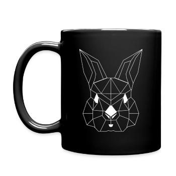 Polygon Hase Kaninchen Lineart Tierliebhaber süß - Tasse einfarbig - Schwarz - Links