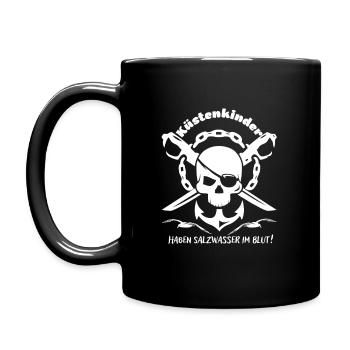 Coastal children have salt water in the blood skull anchor - Full Colour Mug - black - Left